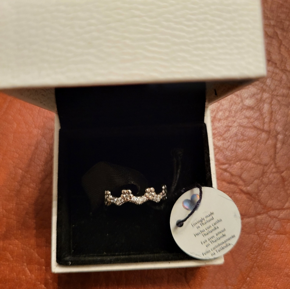 Pandora Flower Crown Sterling Silver Ring Size 50, New With Tags